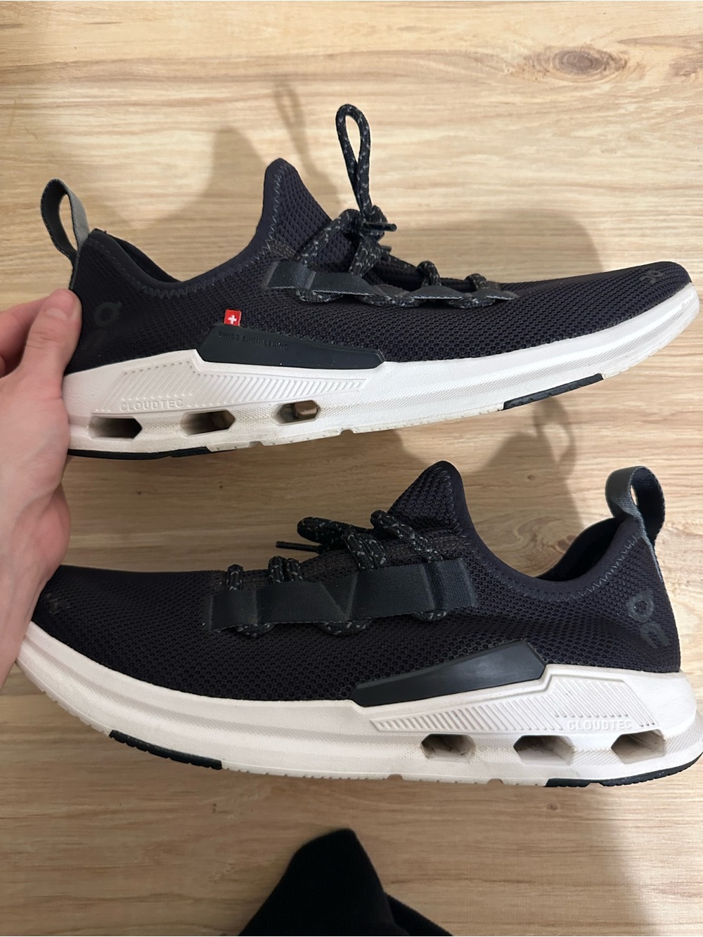 On Running Men’s Black and White Athletic CloudTec Running Sneakers
